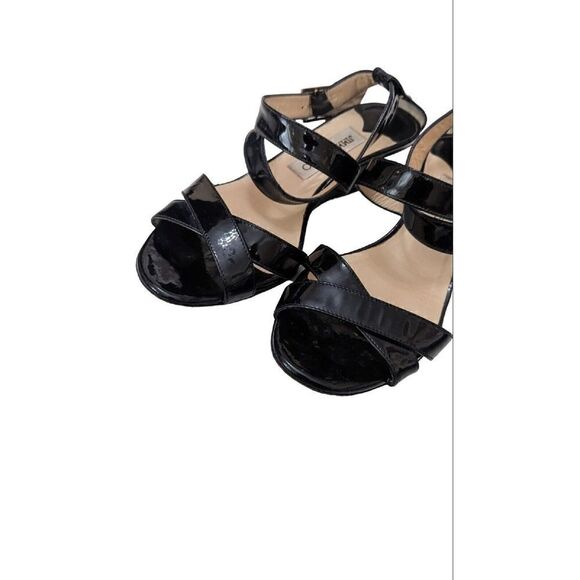 Jimmy Choo Size 7 US Black Patent Leather Wedge Sandal 37 Italy - Picture 3 of 7
